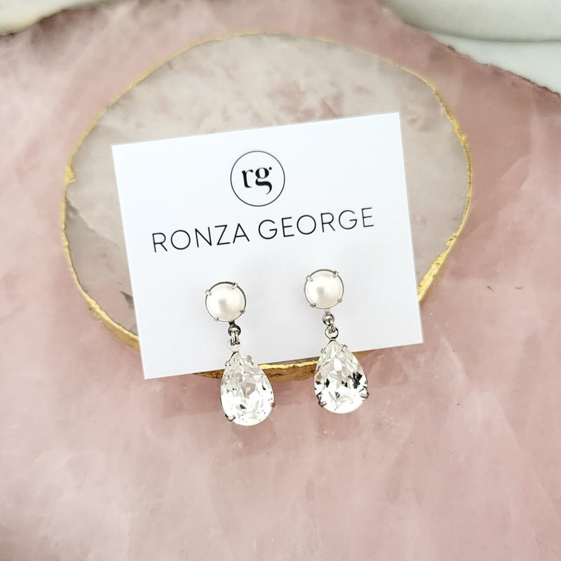 Baby Pear Small Earring drops - Crystal and Pearl
