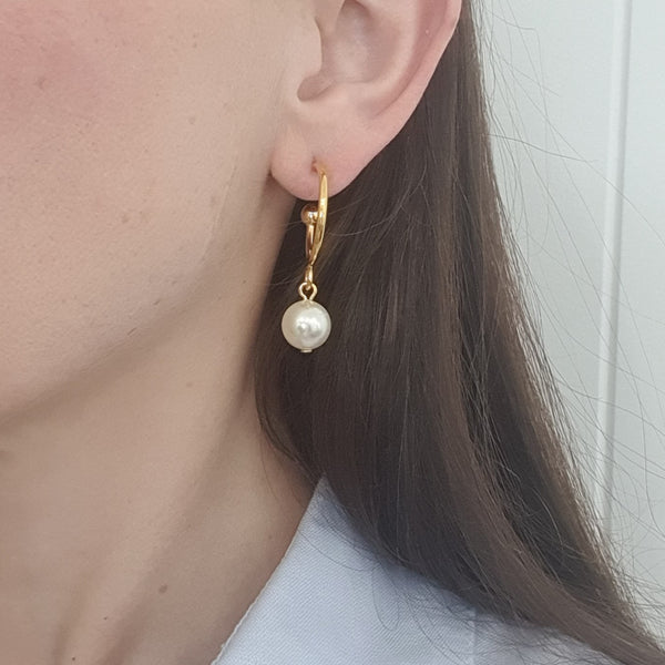 Tia Pearl and Gold Small Hoops