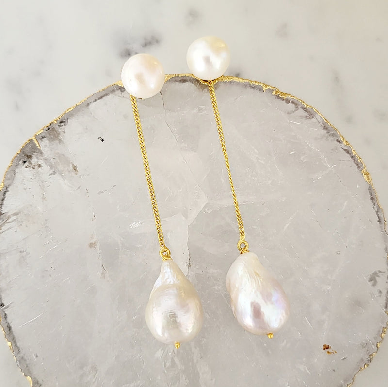 Baroque Pearl Earrings - Venus - 18CT Gold