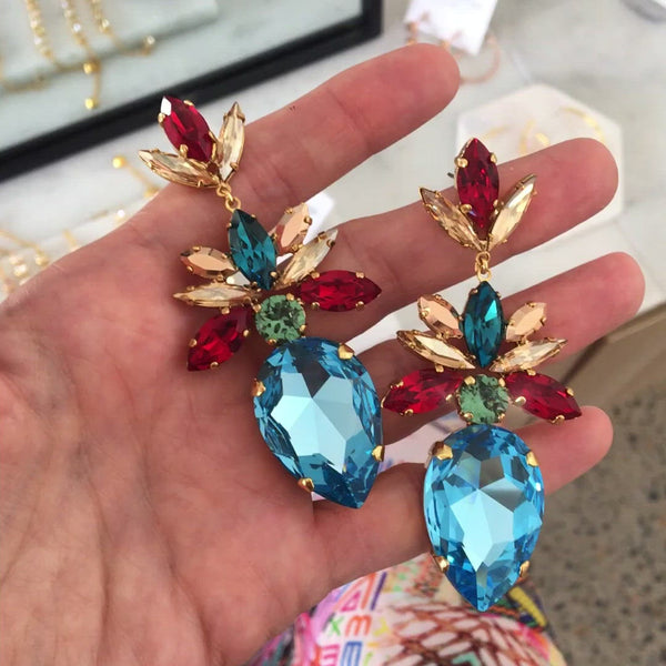 Empress Statement Earrings - Summer Multi Colour